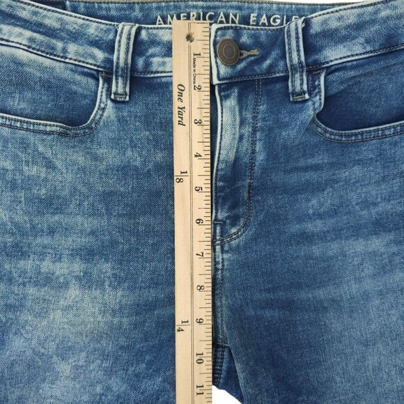 American Eagle Super Stretch Hi Rise Jegging Womens 8 Jeans Denim Distressed - Picture 4 of 15